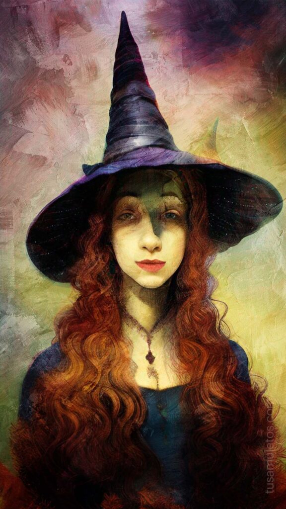 Retrato de una Bruja con sombrero de pico en una tarde de otoño