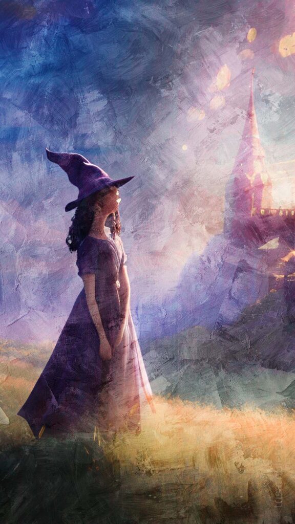Imagen de Bruja viendo el horizonte con un castillo