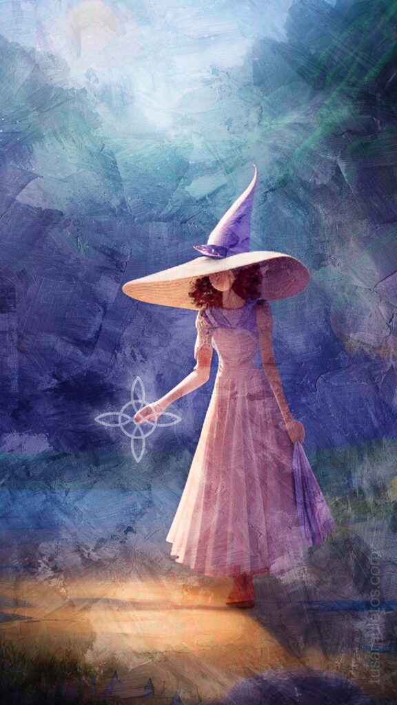 Imagen de Bruja invocando en nudo de la bruja con magia blanca